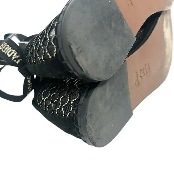 Dior Nicely-D Resille Ankle Wrap Ballet Flats Shoes Black Size 38.5 - Picture 8 of 9